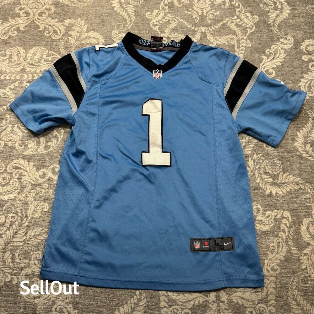 Cam Newton Carolina Panthers NFL Jersey Boy's L Blue Football Pullover
